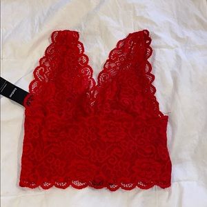 Red Lace Crop Top